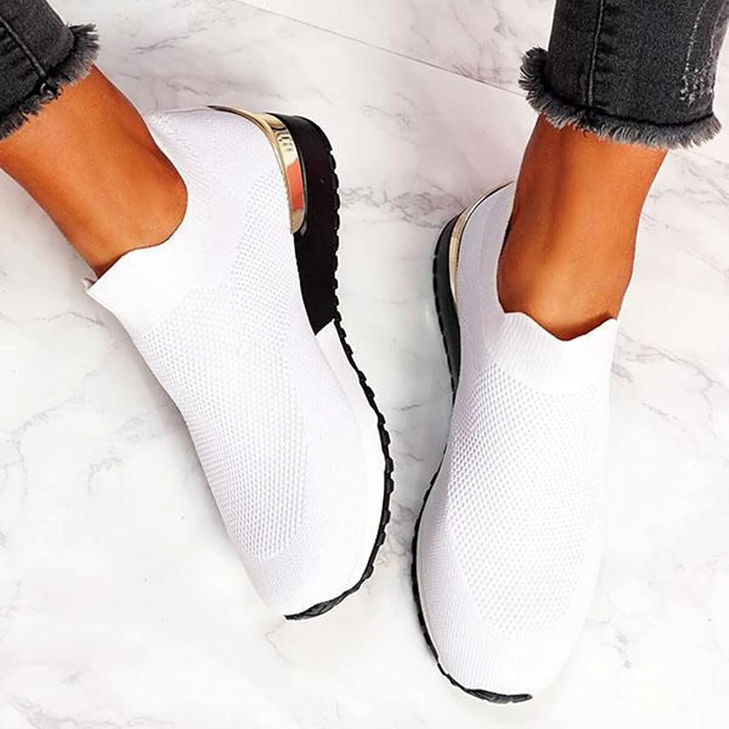 Womens Non Slip Work Shoes Slip On Water Resistant Walking Shoes Women Wide Width Men's Casual Dress Shoes Fashion Sneakers Brown Tennis Shoe Loafers Casual Slip On