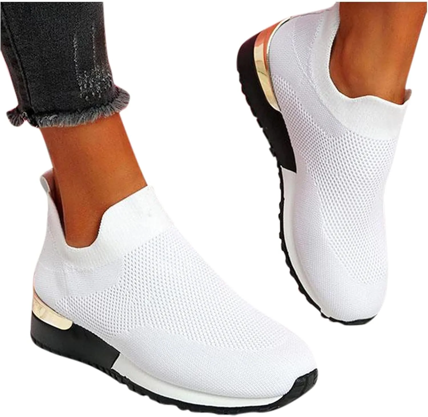 Womens Non Slip Work Shoes Slip On Water Resistant Walking Shoes Women Wide Width Men's Casual Dress Shoes Fashion Sneakers Brown Tennis Shoe Loafers Casual Slip On