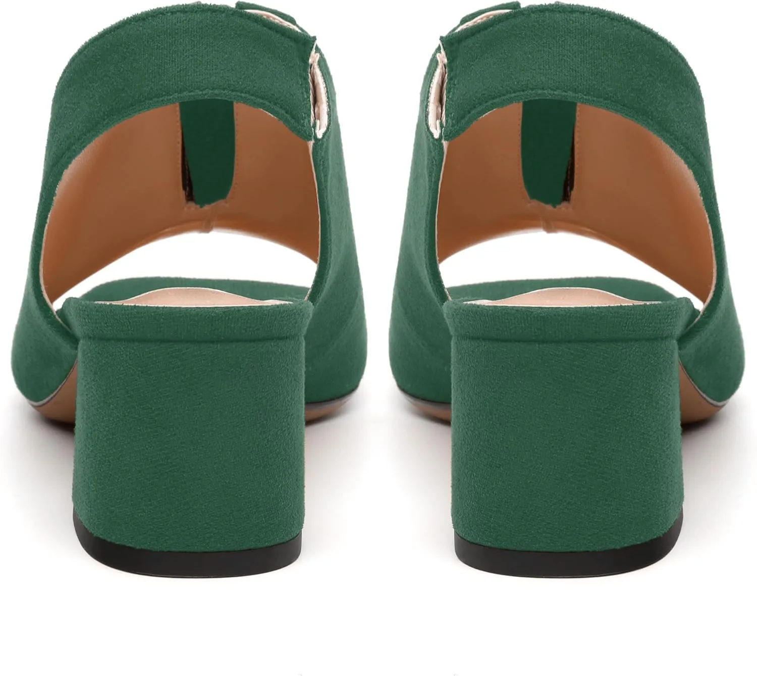 Womens Pumps, Square Peep Toe Block Heel Pumps for Women, Chunky Heel Open Toe Backless Pumps with Front Zipper 2