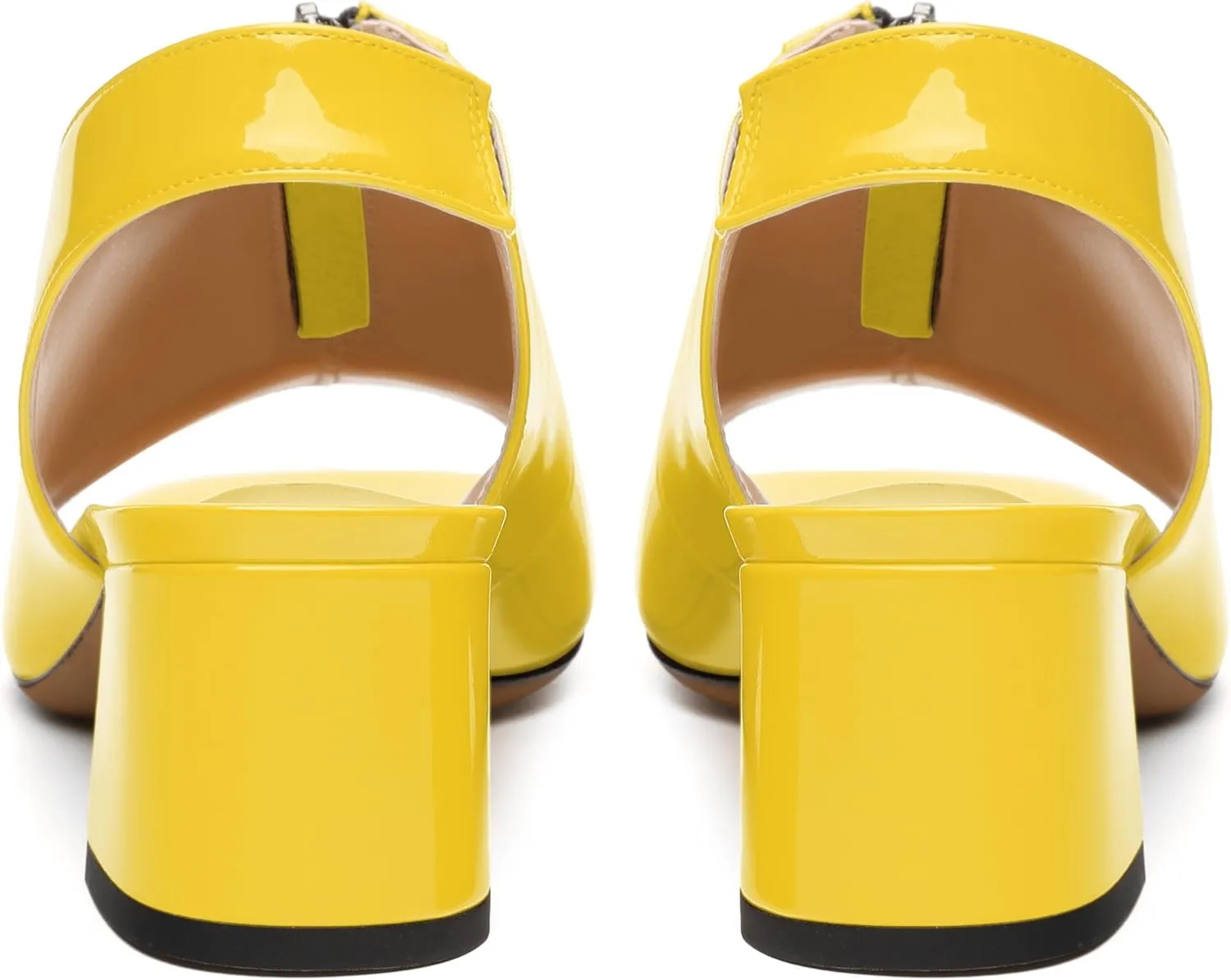 Womens Pumps, Square Peep Toe Mid Block Heel Slingback Pumps for Women, Open Toe Backless Pumps with Front Zipper 2