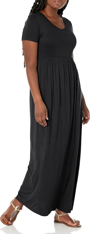 Women's Short/Long Sleeve Loose Plain Long Maxi Casual Dresses with Pockets