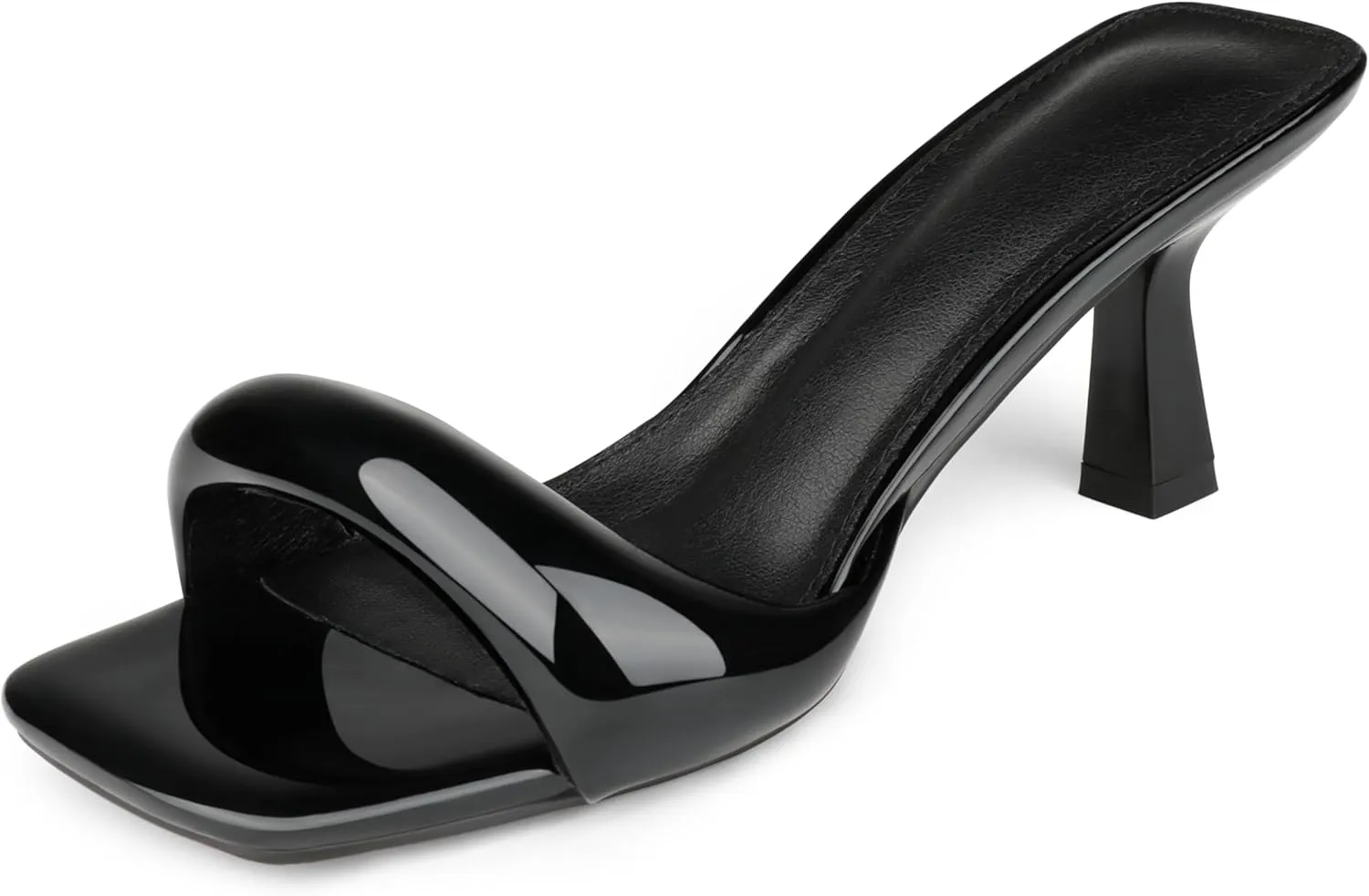 Women's Simple Mid-Heel Sandals One-Band Backless Stiletto Soft-Soled Heels for Party Dinner