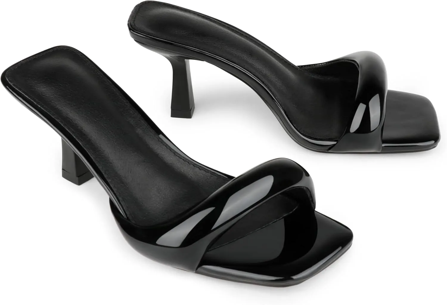 Women's Simple Mid-Heel Sandals One-Band Backless Stiletto Soft-Soled Heels for Party Dinner