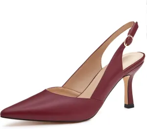 Women's Slingback Kitten Heels Closed Pointed Toe Backless Wedding Party Dress Pumps Shoes