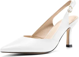 Women's Slingback Kitten Heels Closed Pointed Toe Backless Wedding Party Dress Pumps Shoes