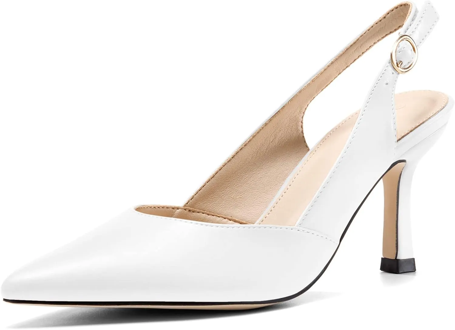 Women's Slingback Kitten Heels Closed Pointed Toe Backless Wedding Party Dress Pumps Shoes