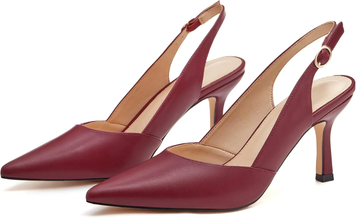 Women's Slingback Kitten Heels Closed Pointed Toe Backless Wedding Party Dress Pumps Shoes