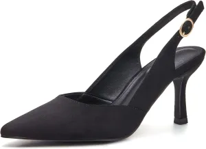 Women's Slingback Kitten Heels Closed Pointed Toe Backless Wedding Party Dress Pumps Shoes