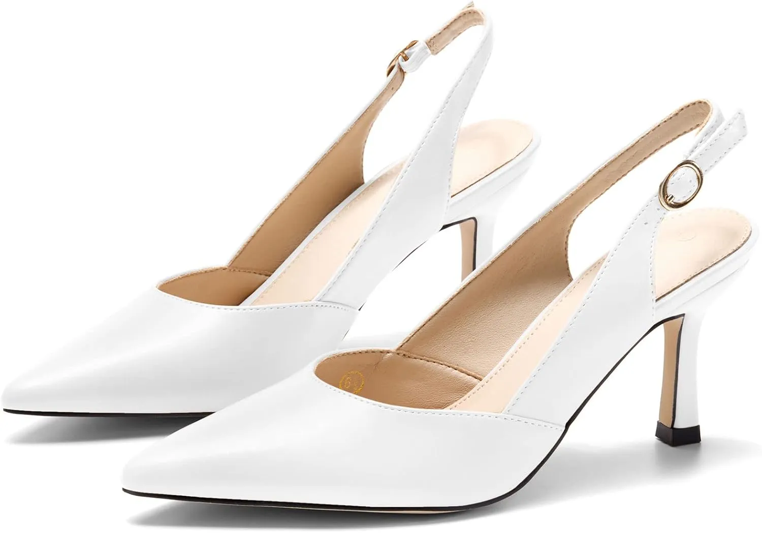 Women's Slingback Kitten Heels Closed Pointed Toe Backless Wedding Party Dress Pumps Shoes