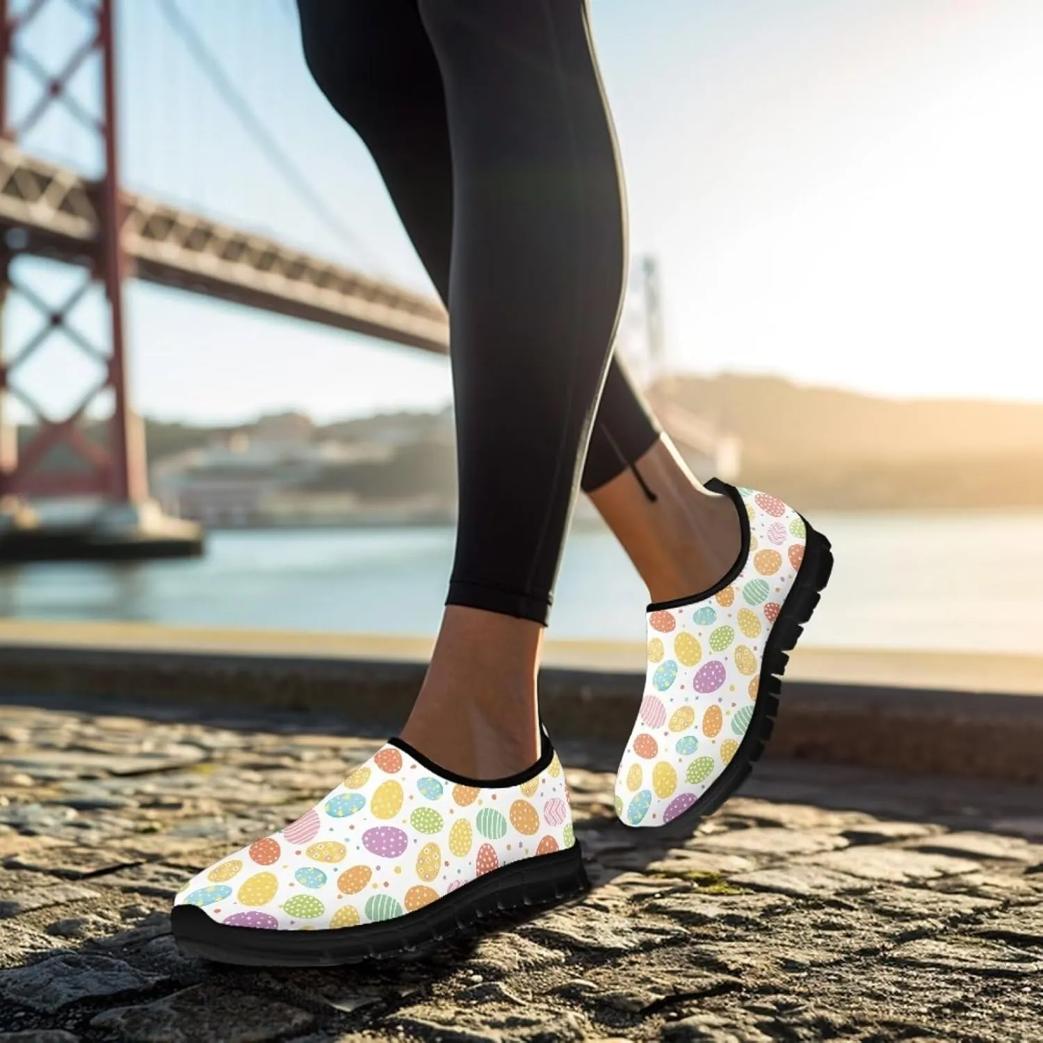 Women's Slip on Sneakers Casual Shoes Loafers Non Slip Breathable Comfortable Walking Sneakers Gifts for Women Girls Black Sole Size 5.5-11.5