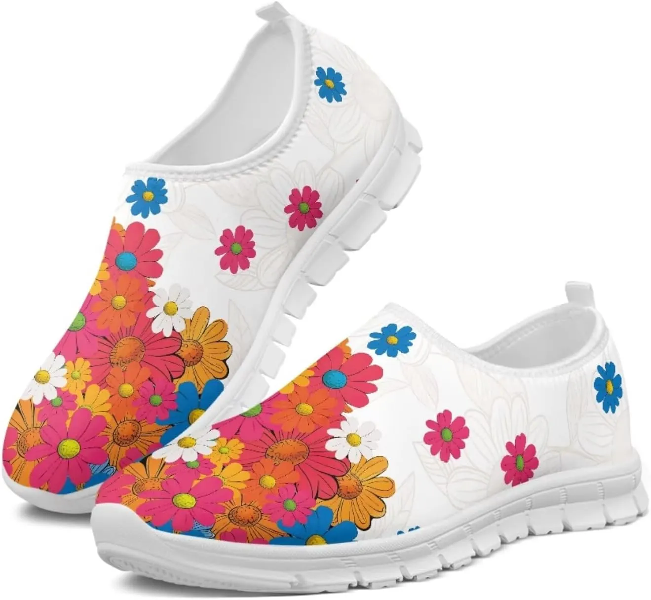 Women's Slip on Sneakers Casual Shoes Loafers Non Slip Breathable Comfortable Walking Sneakers Gifts for Women Girls White Sole Size 5.5-11.5