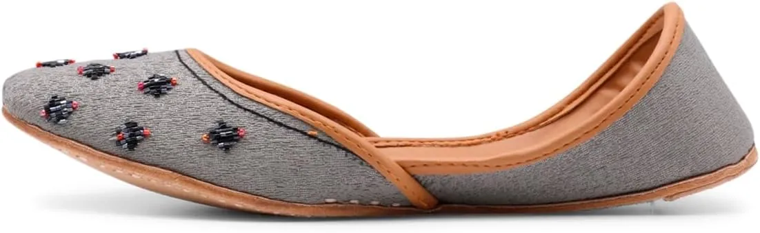 Women's Slip On Traditional Handmade Khussa Bridal Mojari Punjabi Jutti Ethnic Ballet Flats