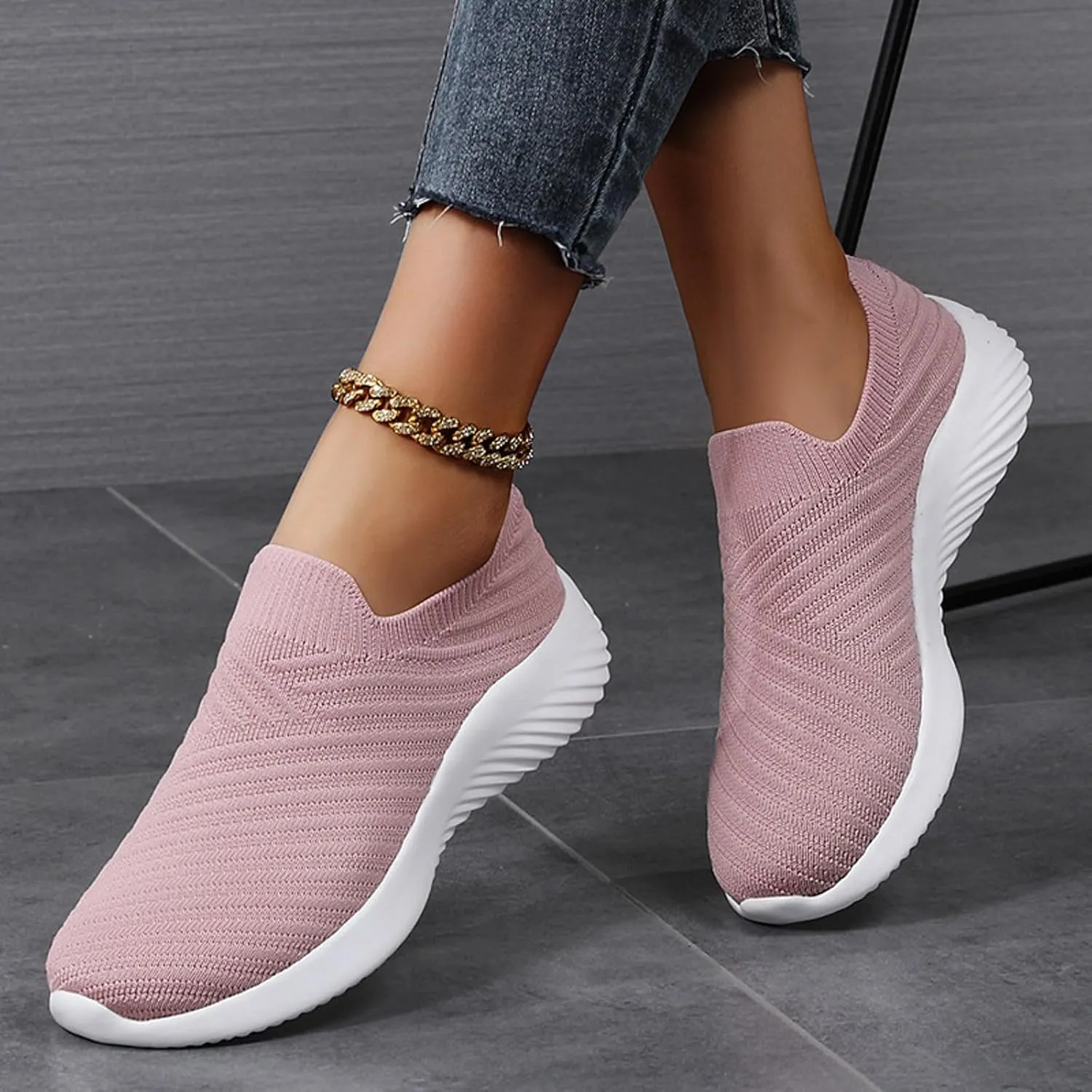 Womens Slip on Walking Shoes Comfort Lightweight Breathable Sock Shoe Mesh Casual Fashion Tennis Running Sneakers (8)