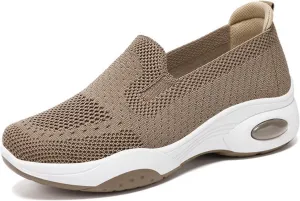 Womens Slip On Walking Shoes Comfortable Air Cushion Athletic Trainers Shoes Breathable Mesh Casual Running Tennis Sneaker for Women