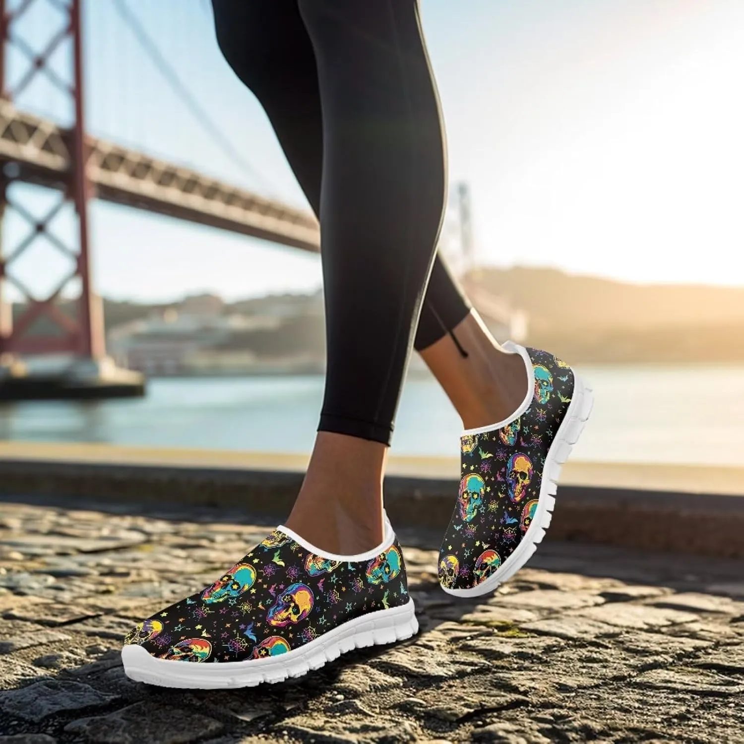 Women's Sneakers Casual Low Top Running Sneaker Flat Breathable Slip On Soft Holiday Play Athletic Shoes for Womens