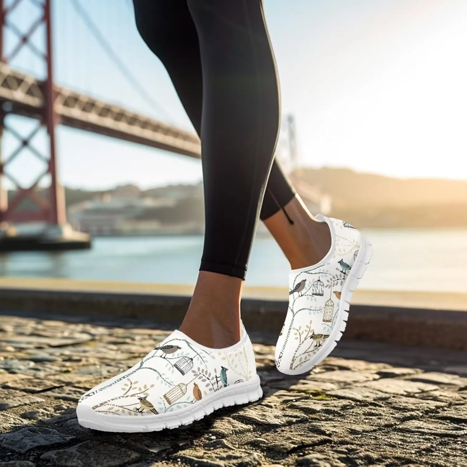 Women's Sneakers Casual Low Top Running Sneaker Flat Breathable Slip On Soft Holiday Play Athletic Shoes for Womens
