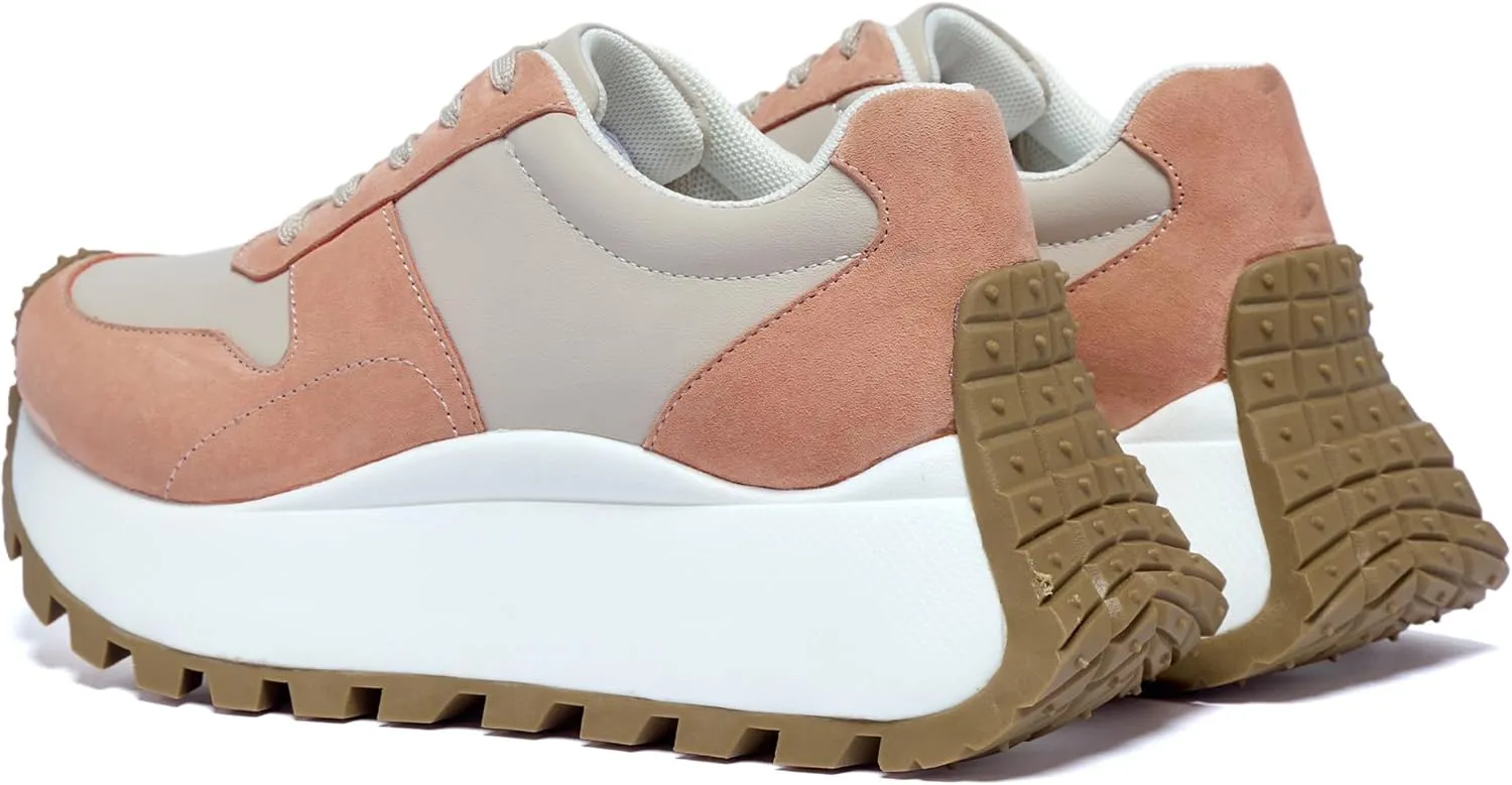 Women's Sneakers Platform Height Increase Casual Walking Shoes Low Lace Up Sneakers Comfortable Non-Slip Women's Shoes