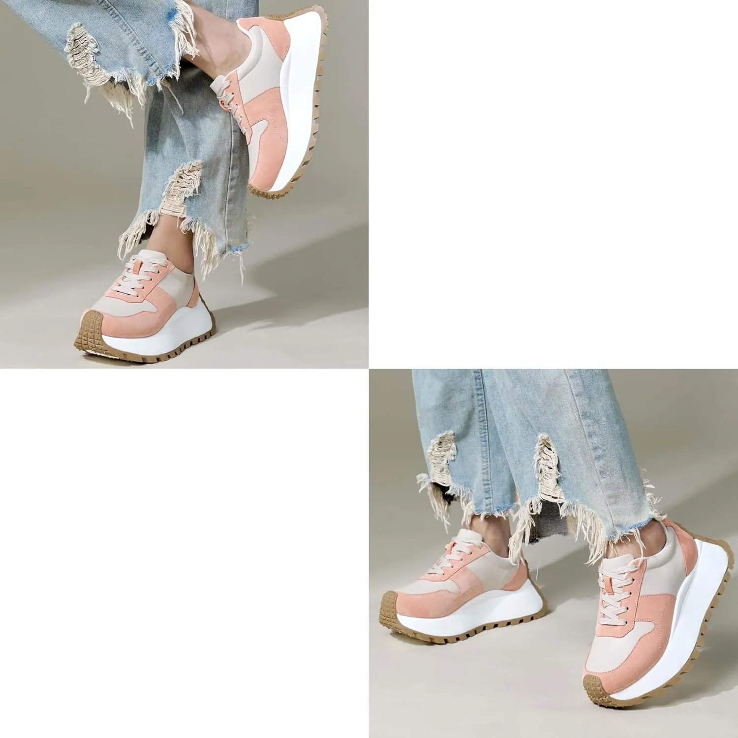 Women's Sneakers Platform Height Increase Casual Walking Shoes Low Lace Up Sneakers Comfortable Non-Slip Women's Shoes