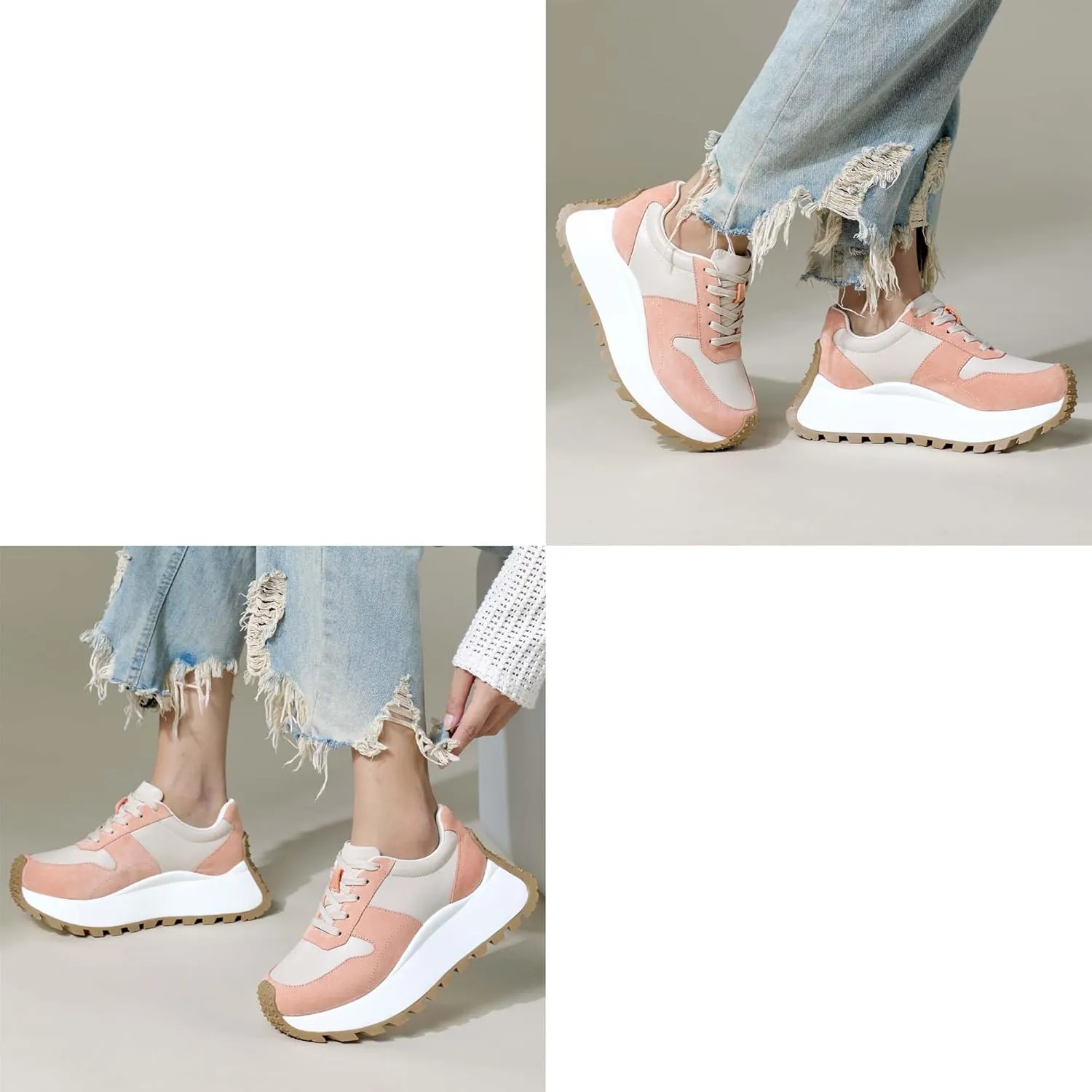 Women's Sneakers Platform Height Increase Casual Walking Shoes Low Lace Up Sneakers Comfortable Non-Slip Women's Shoes