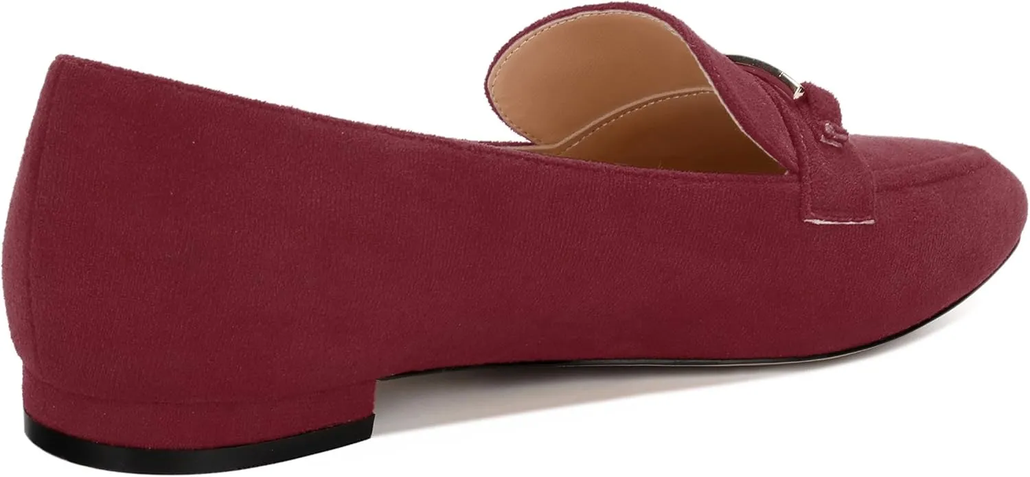 Womens Solid Slip On Pointed Toe Casual Flat Loafer, Metal Chain Loafers for Women Comfortable Fashion Work Flats Shoes