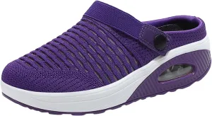 Women's Sport Sandals Mesh Walking Mules Lightweight Backless Sneakers Breathable Platform Flats Sneakers Anti-Skid Shoes