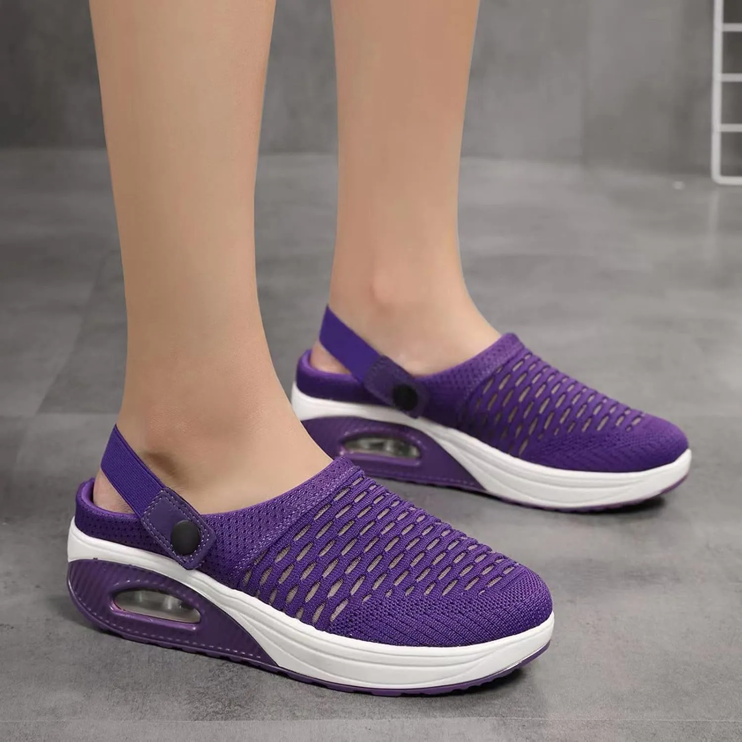 Women's Sport Sandals Mesh Walking Mules Lightweight Backless Sneakers Breathable Platform Flats Sneakers Anti-Skid Shoes