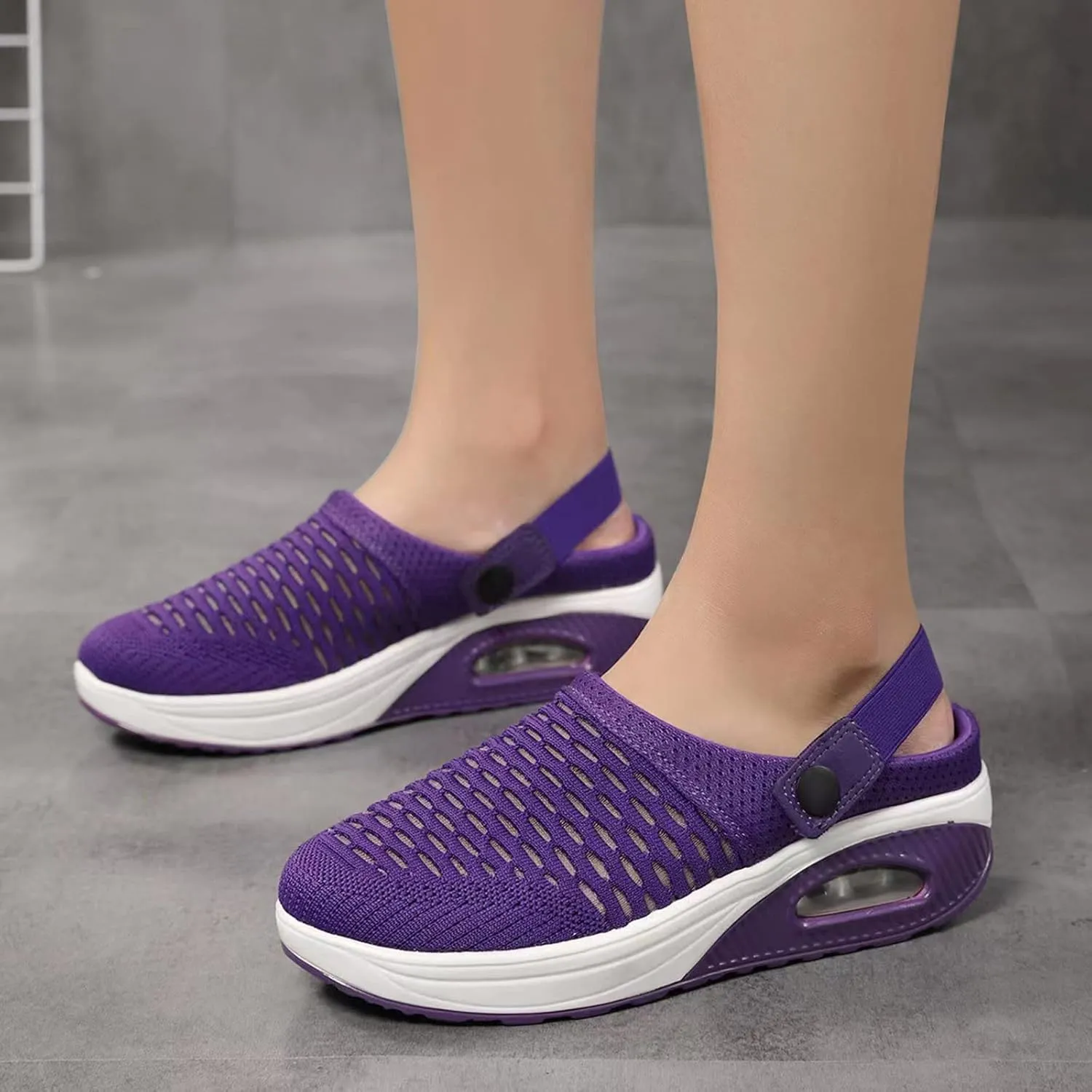 Women's Sport Sandals Mesh Walking Mules Lightweight Backless Sneakers Breathable Platform Flats Sneakers Anti-Skid Shoes