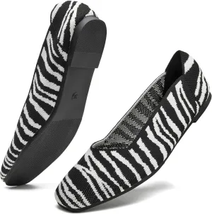 Womens Square Toe Flats Knit Ballet Shoes Comfort Dress Shoes Classic Softable Low Slip On Flats for Women