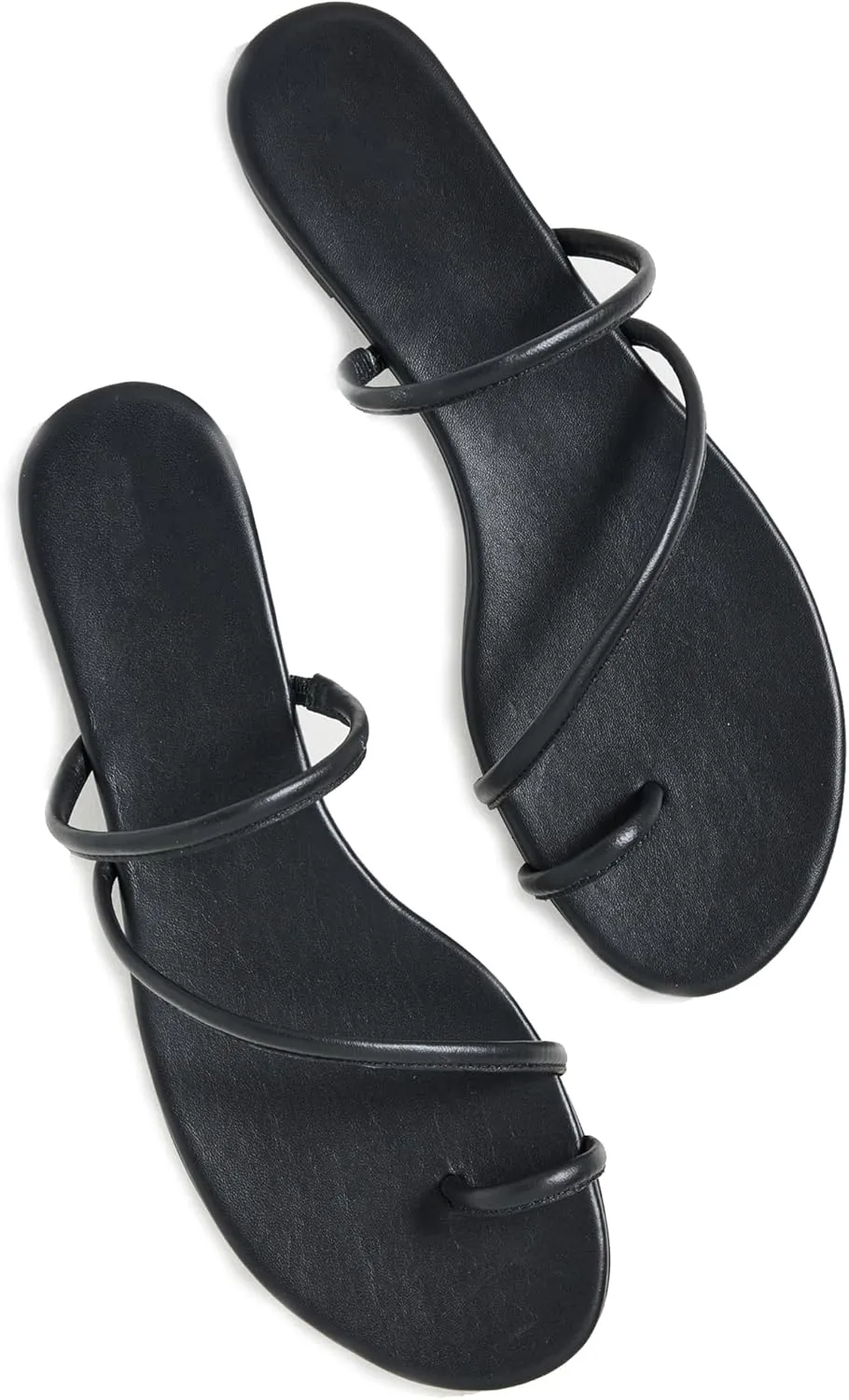 Women's Strappy Flat Sandals Slip On Slides Toe Ring Slippers with Cross Strap Comfortable Open Toe Summer Flats Shoes