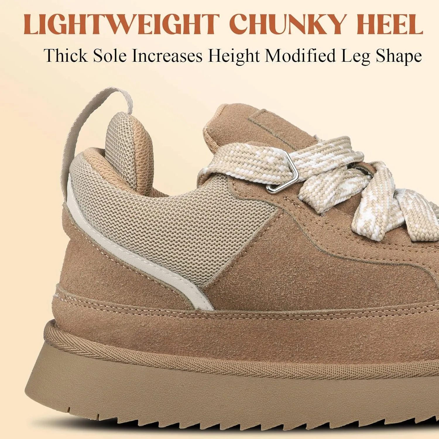 Women's Suede Sneakers Fashion Lace-up Sneakers for Women Casual Comfortable Anti-Slip Outdoor Walking Shoes