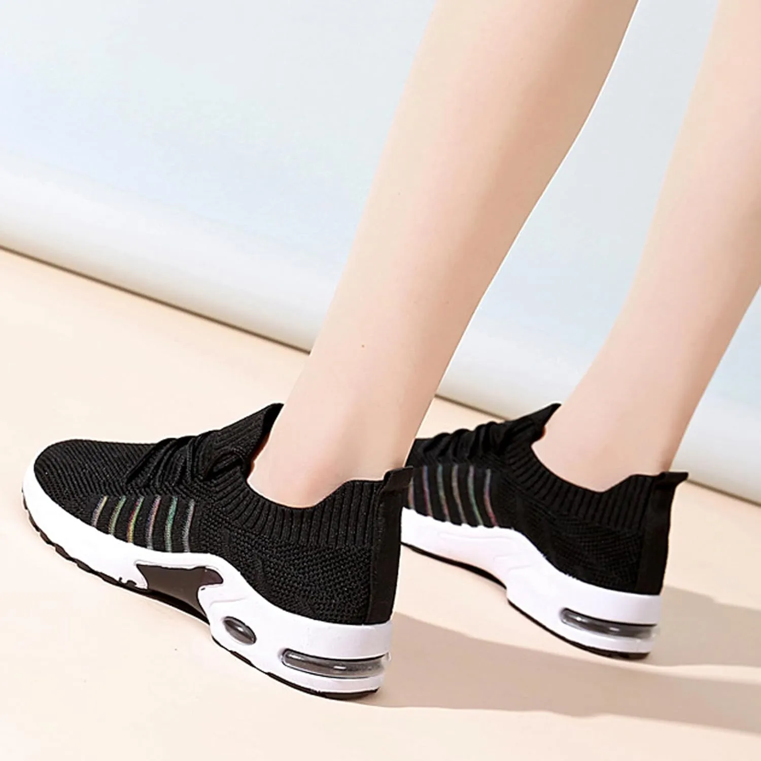 Women's Walking Shoes Correction Shoe Socks Sports Shoes - mesh Sliding Sleeve air Cushion Casual Shoe Platform Loafers Height Increasing Shoes Breathable unrestrained