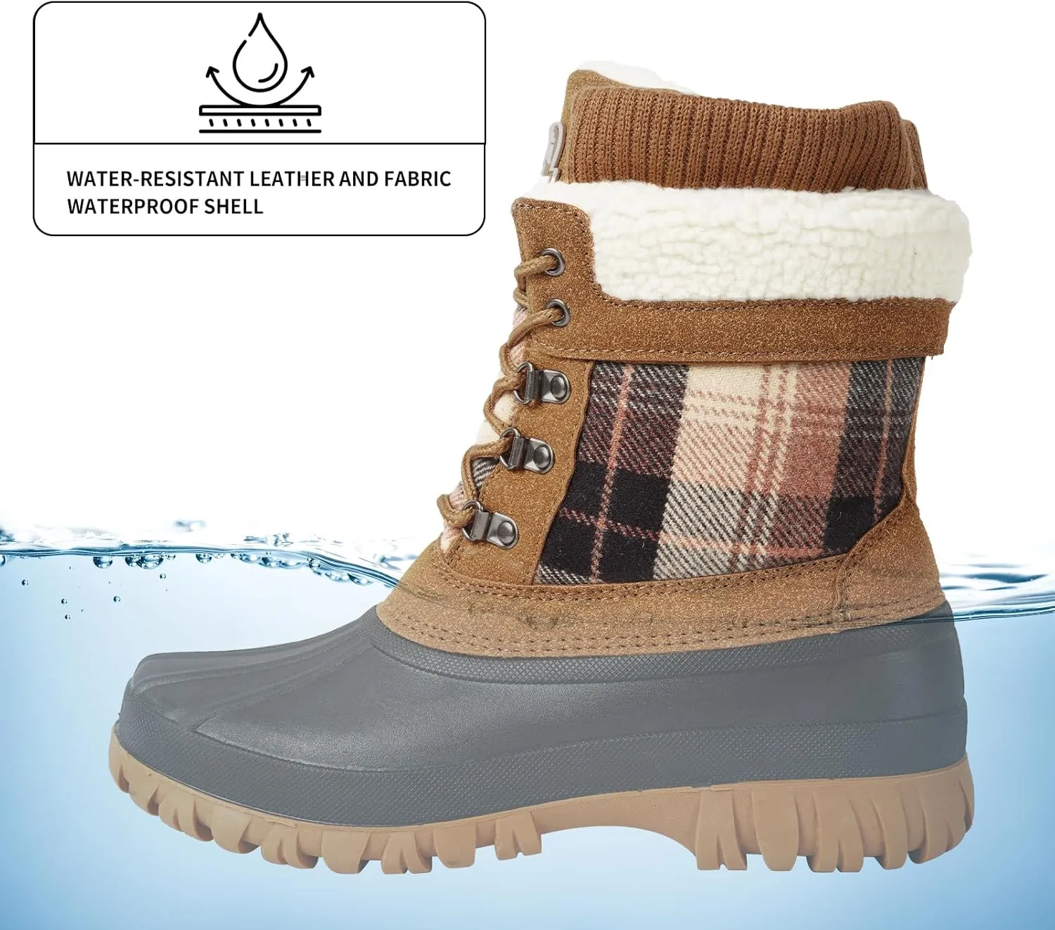 Womens Winter Snow Boots Waterproof Insulated Shell Duck Boots For Women Warm Boots Cold Weather