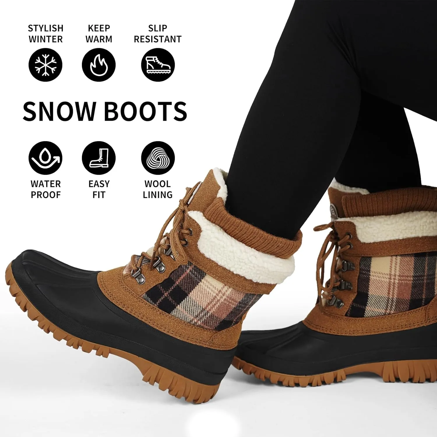 Womens Winter Snow Boots Waterproof Insulated Shell Duck Boots For Women Warm Boots Cold Weather