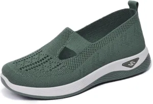 Women's Woven Orthopedic Breathable Soft Shoes Ortho Walking Non-Slip Arch Support Walking Slip on Shoes Comfort Casual Running Diabetic Foam Sneakers Mesh Up Running Going Out Flat Sneaker