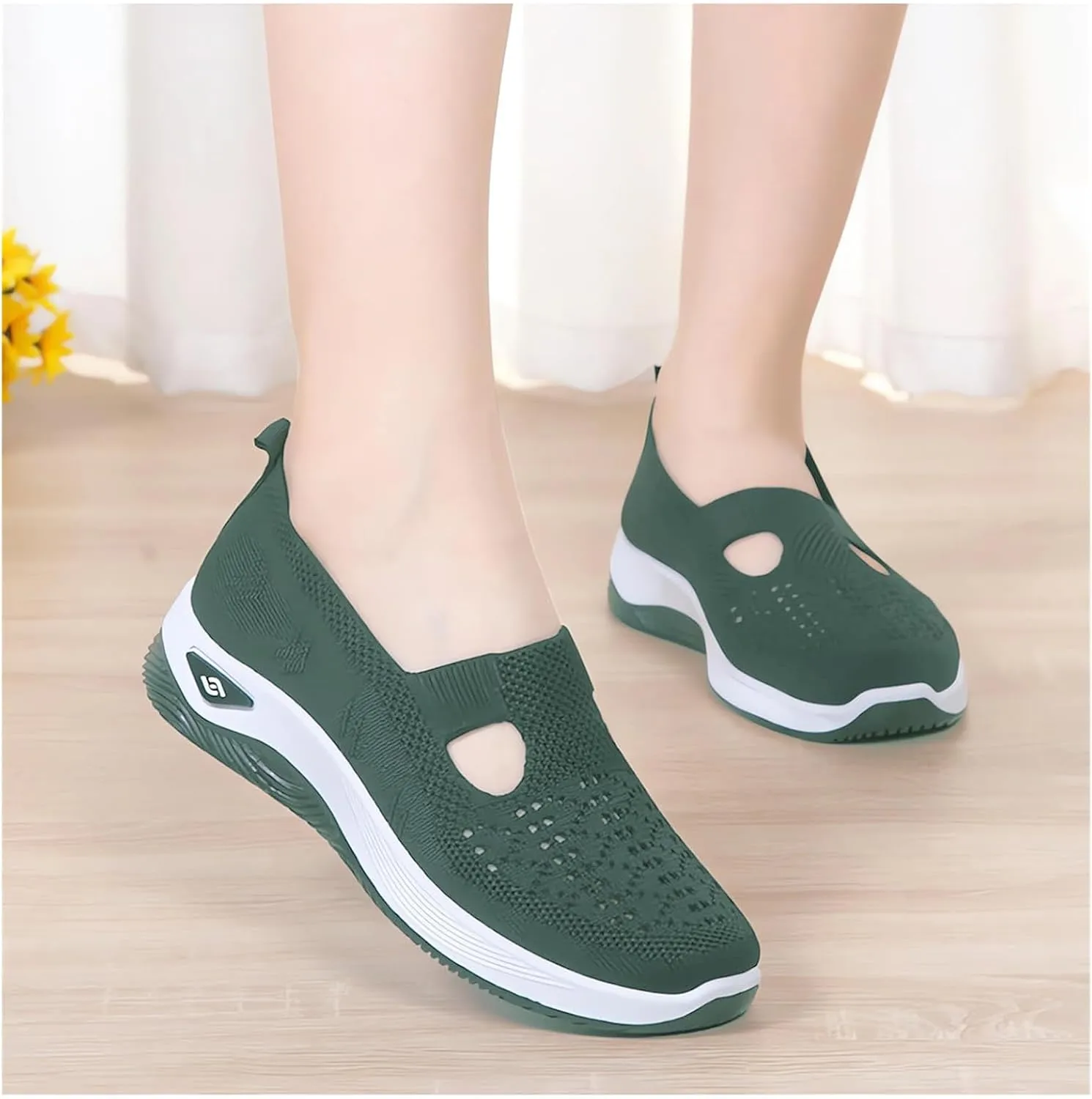 Women's Woven Orthopedic Breathable Soft Shoes Ortho Walking Non-Slip Arch Support Walking Slip on Shoes Comfort Casual Running Diabetic Foam Sneakers Mesh Up Running Going Out Flat Sneaker