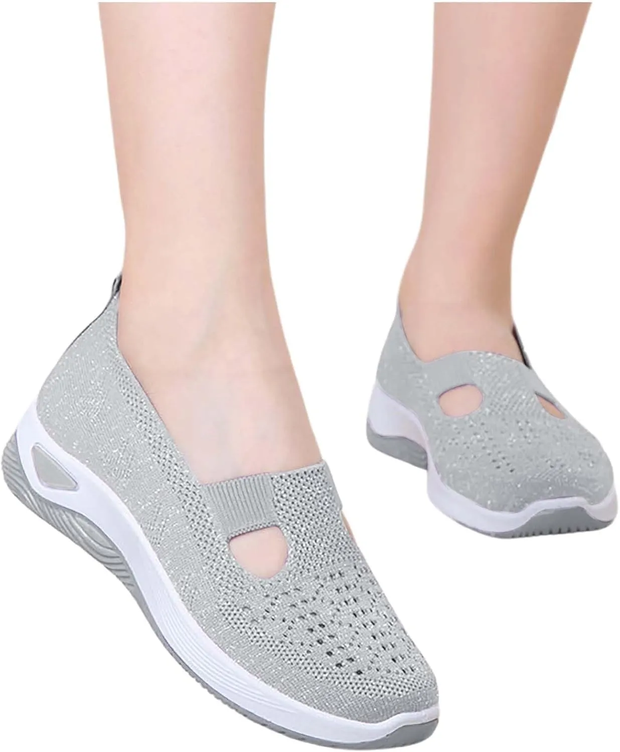Women's Woven Orthopedic Breathable Soft Shoes Tennis Shoes Womens Wide Feet Casual Work Shoes Platform Sneakers White Tennis Shoe Loafers Dress Shoe