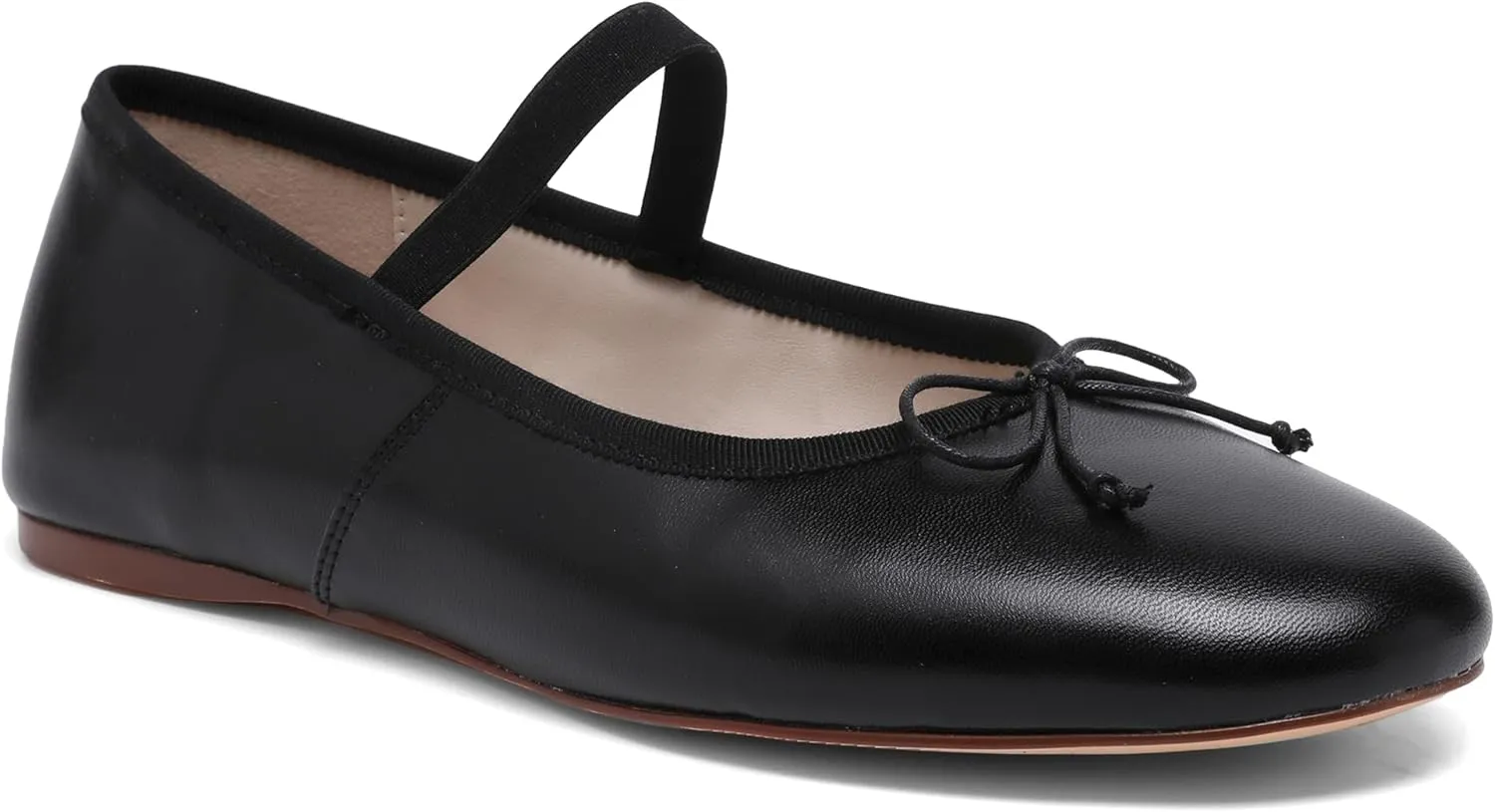 Woven Ballet Flats for Women Almond Toe Mary Jane Flats Stretch Band Bow Ballerina Shoes