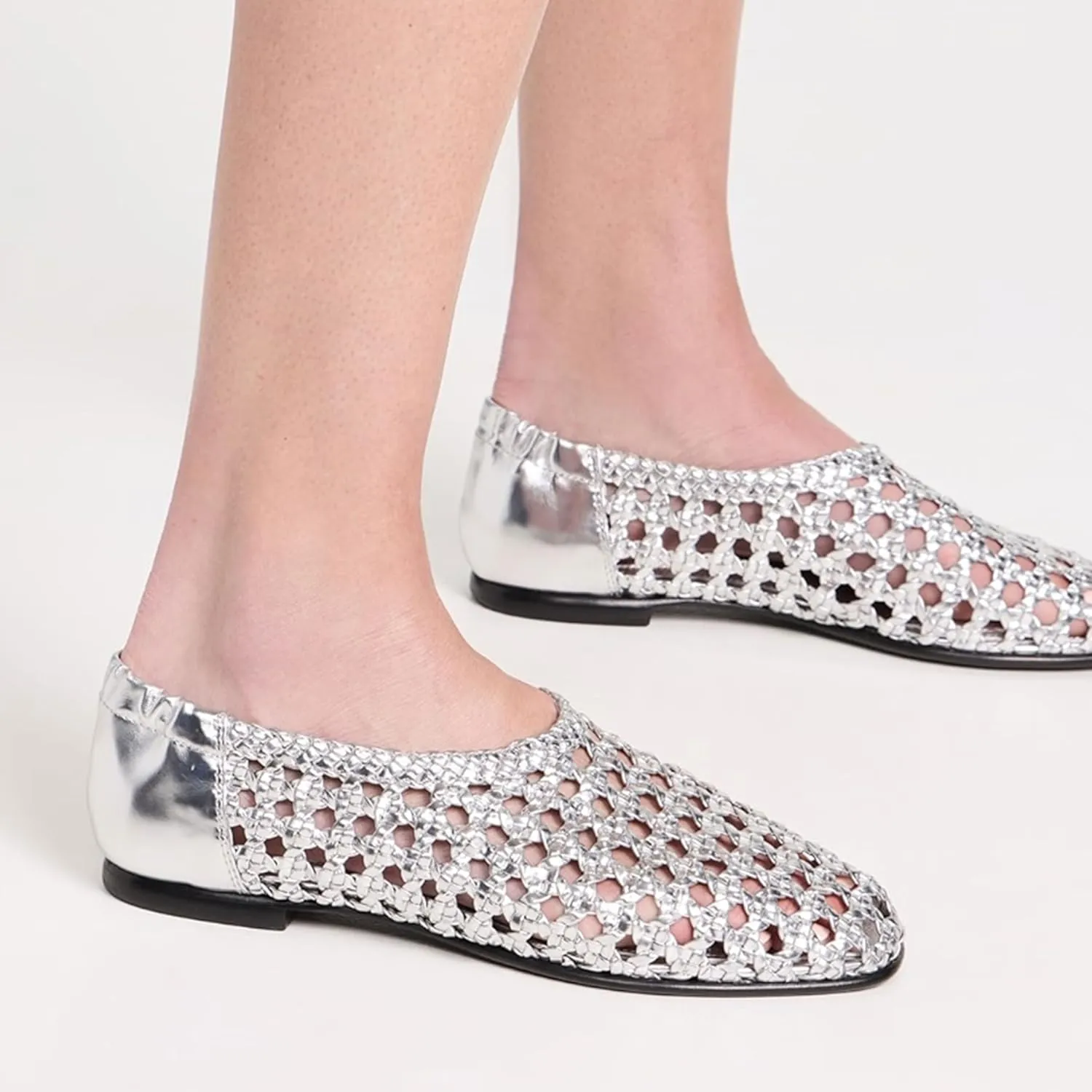 Woven Ballet Flats for Women Fashion Square Toe, Easy Slip-On Comfortable Elegant, Cute Casual Shoes Perfect for Everyday Wear
