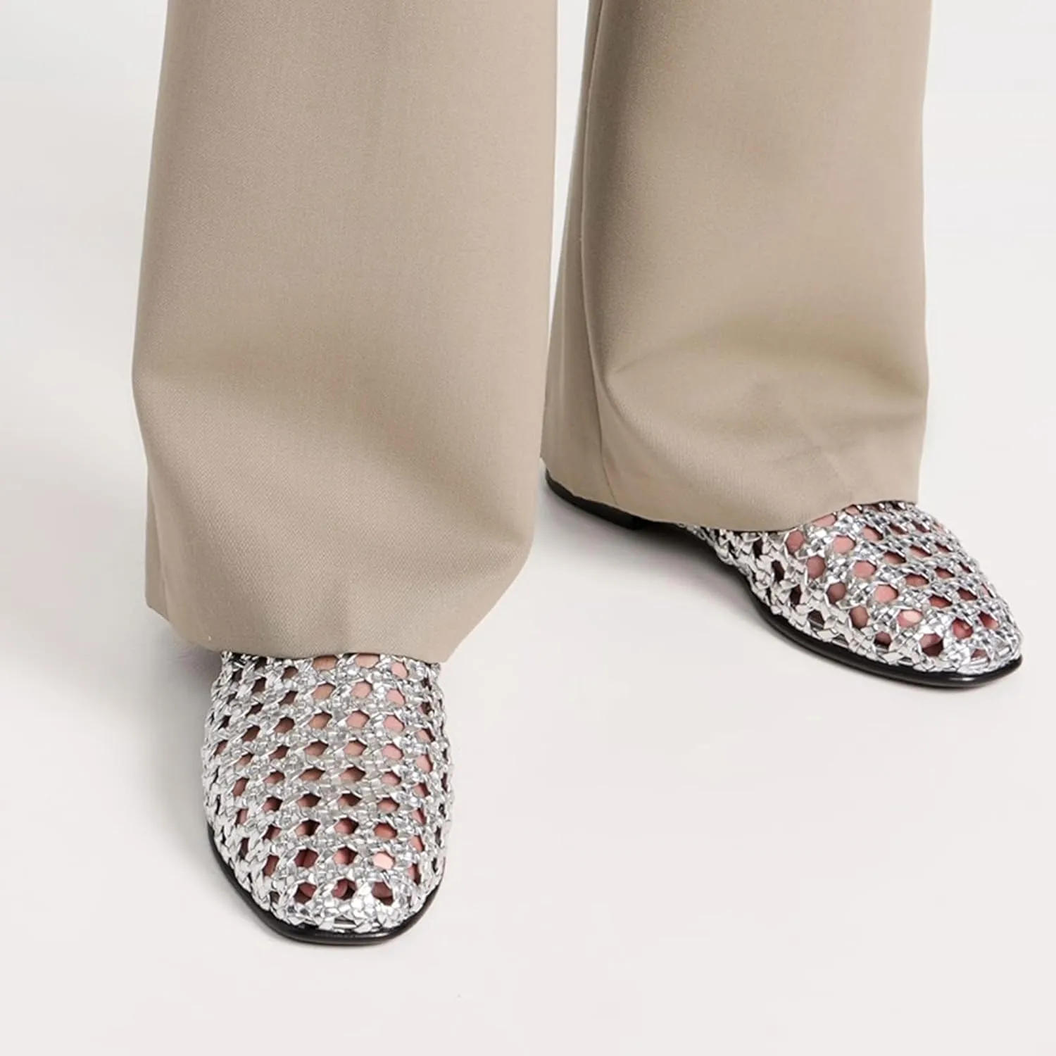 Woven Ballet Flats for Women Fashion Square Toe, Easy Slip-On Comfortable Elegant, Cute Casual Shoes Perfect for Everyday Wear