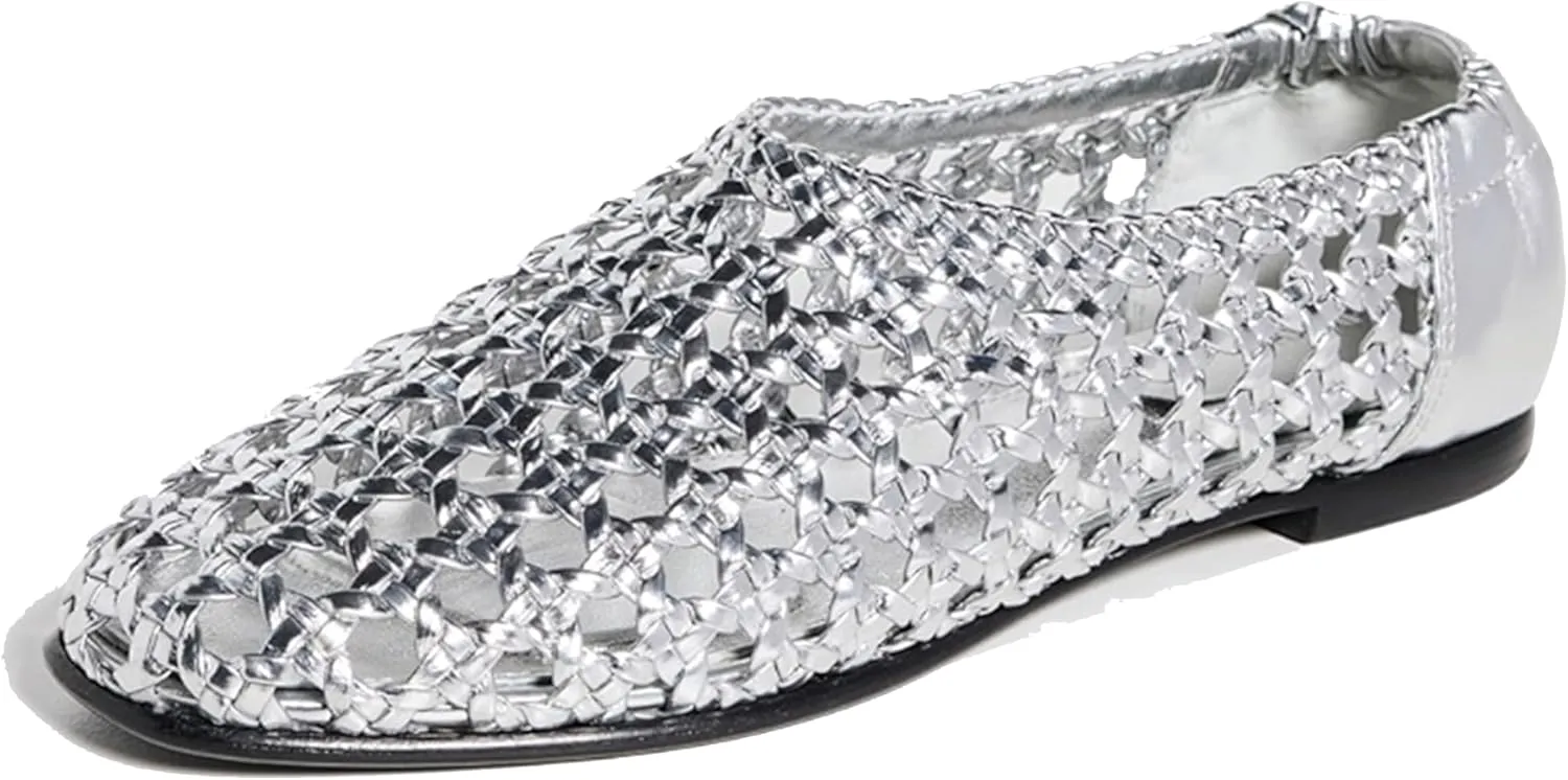 Woven Ballet Flats for Women Fashion Square Toe, Easy Slip-On Comfortable Elegant, Cute Casual Shoes Perfect for Everyday Wear