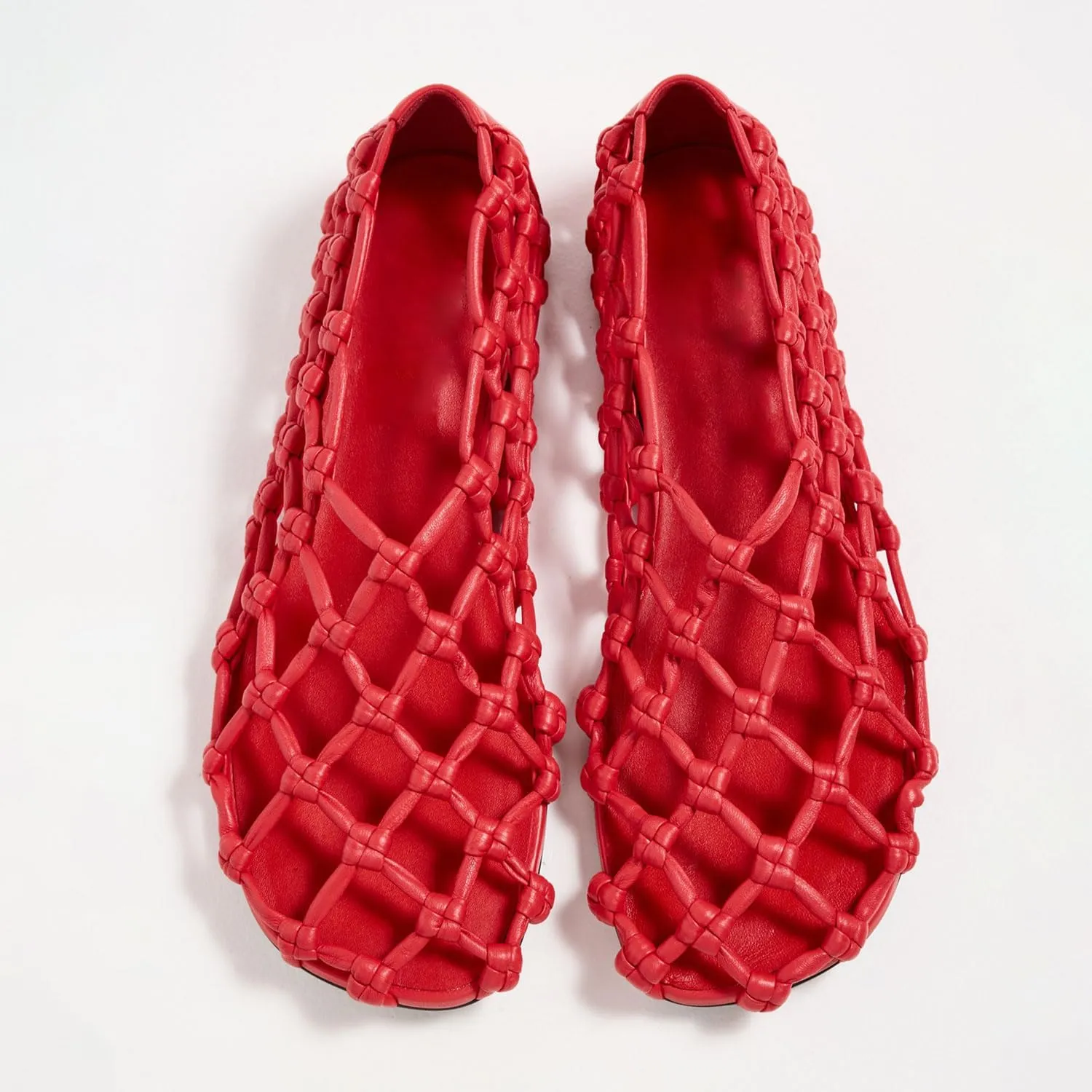 Woven Mesh Ballet Flats for Women Hollow Beach Ballerina Flats Comfortable Casual Slip on Mary Jane Jelly Shoes