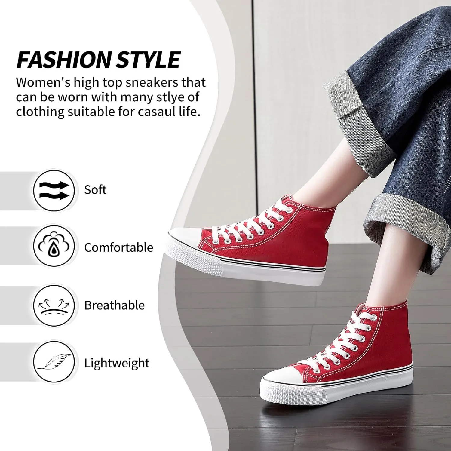 yageyan Womens High Top Canvas Sneakers Lace up Fashion Shoes for Women Casual Classic