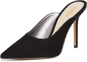 YDN Women Dressy Pointy Toe Slip On Mules High Heels Slide Backless Sandals Fashion Dress Shoes