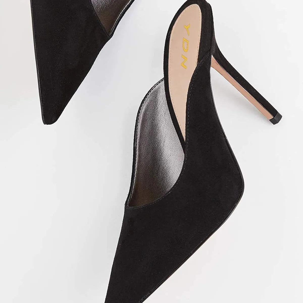 YDN Women Dressy Pointy Toe Slip On Mules High Heels Slide Backless Sandals Fashion Dress Shoes
