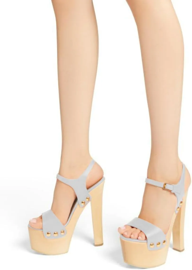 YDN Women's Platform Heeled Sandals Open Round Toe Chunky High Heels Backless Ankle Strap Sexy Casual Shoes for Spring Summer Party Size 4-16 US