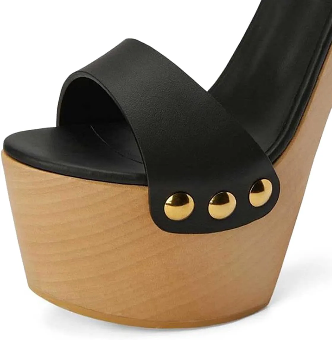 YDN Women's Platform Heeled Sandals Open Round Toe Chunky High Heels Backless Ankle Strap Sexy Casual Shoes for Spring Summer Party Size 4-16 US