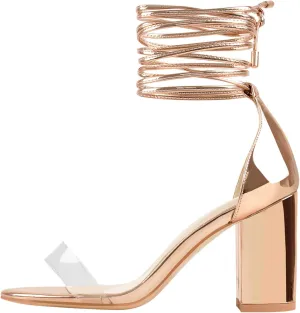 Yolkomo Women's Lace Up Chunky Low Heel Gladiator Sandals
