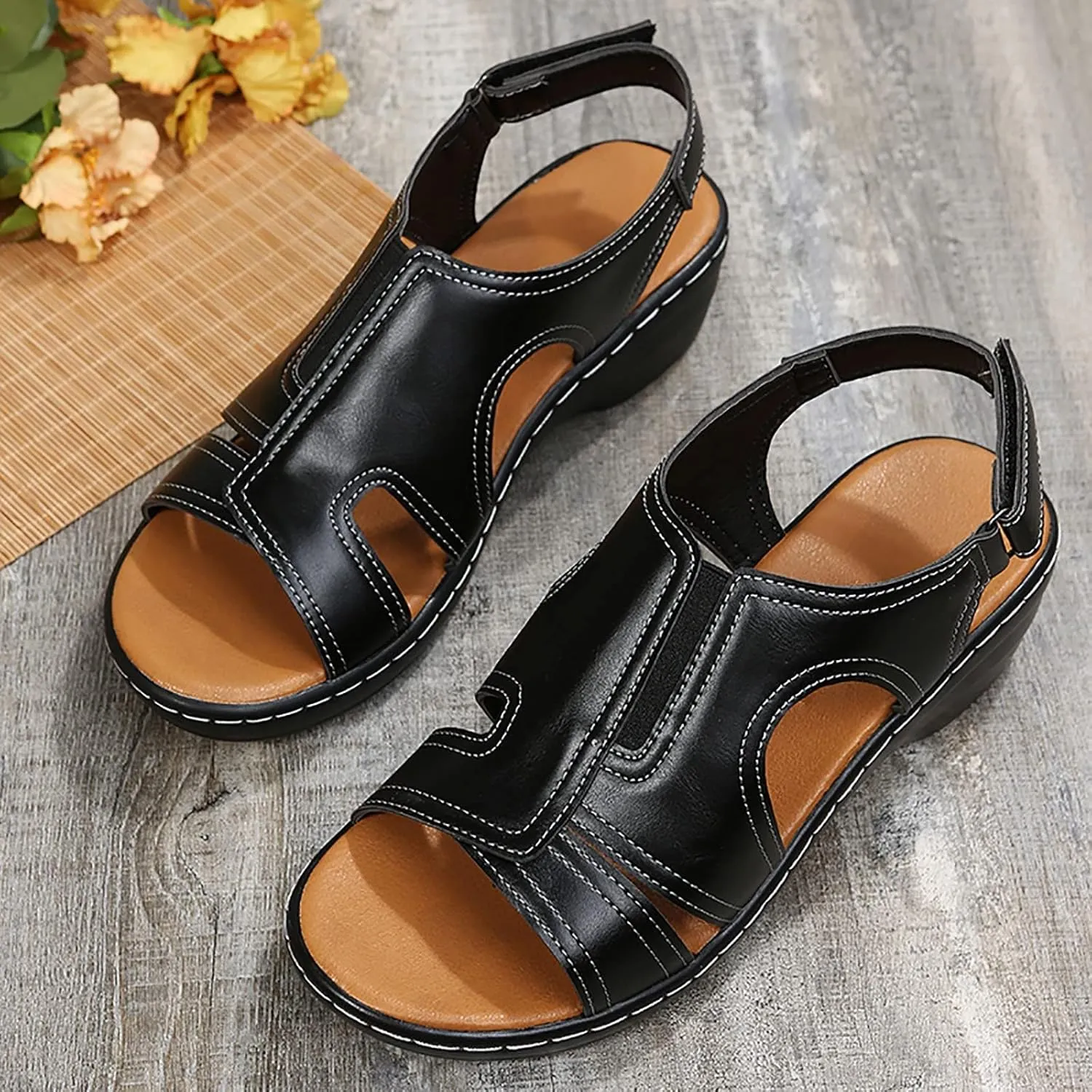 ZBYY Sandals for Women Wide Width,Summer Comfy Platforms Sandals Beach Travel Shoes Casual Gladiator Outdoor Sandals
