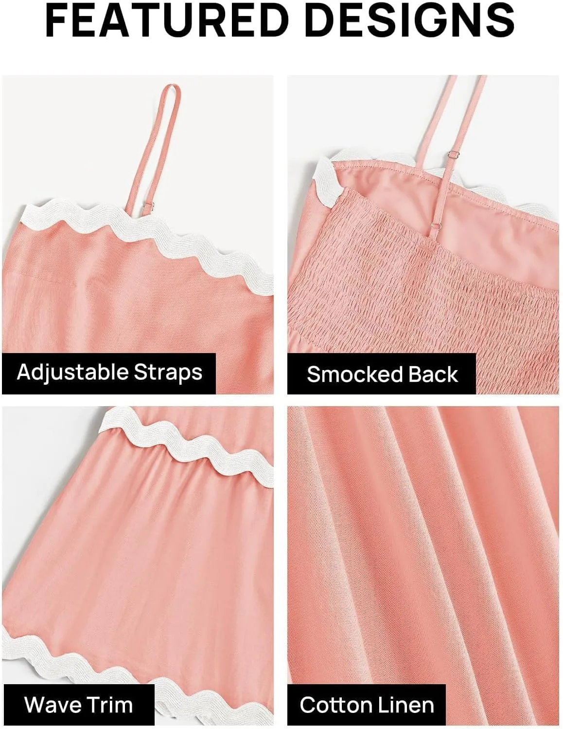 ZESICA Women's 2025 Summer Spaghetti Straps Sleeveless Backless Sundress Flowy Smocked Lace Swing A Line Midi Dress