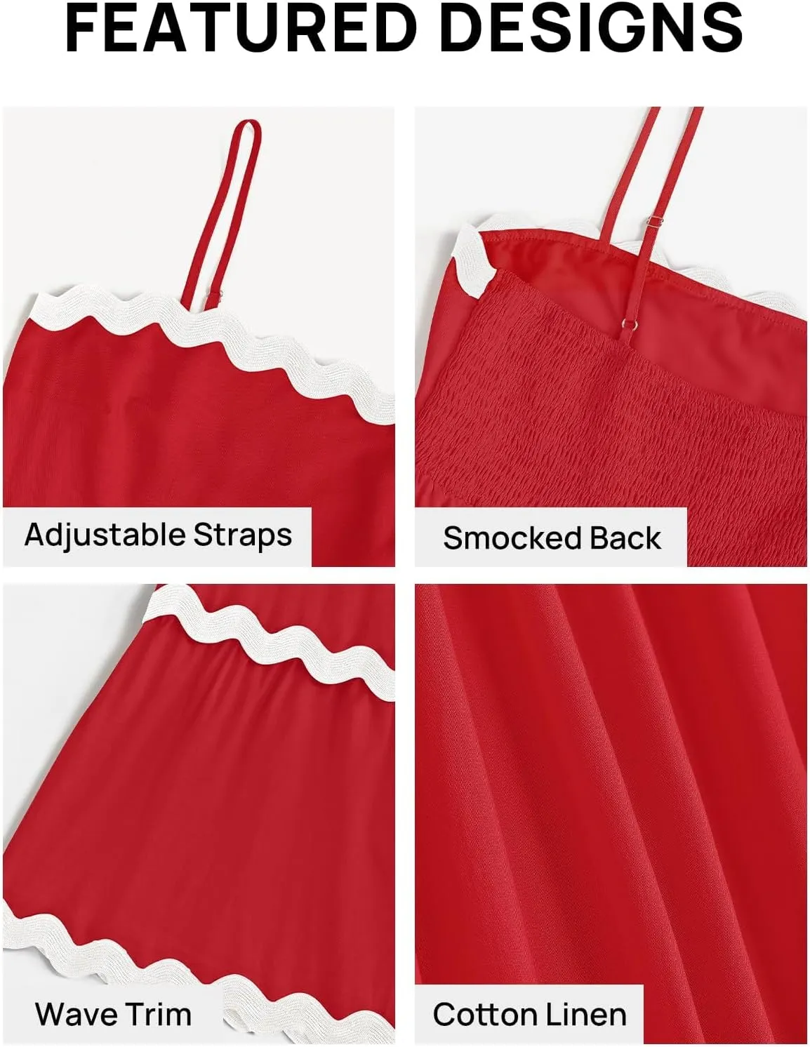 ZESICA Women's 2025 Summer Spaghetti Straps Sleeveless Backless Sundress Flowy Smocked Lace Swing A Line Midi Dress
